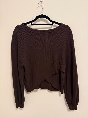 lululemon athletica Brown Ribbed Crew Neck Sweater- Reversible